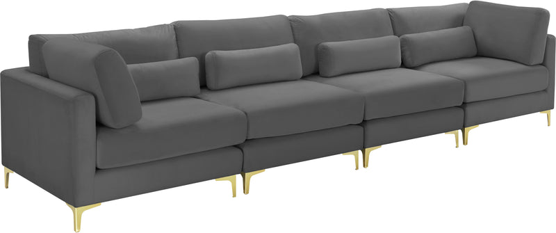 Julia Grey Velvet Modular Sofa (4 Boxes) image