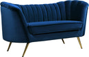 Margo Navy Velvet Loveseat image
