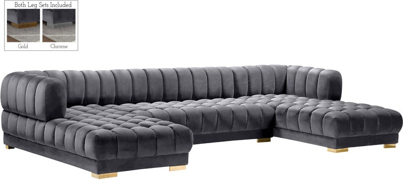 Gwen Grey Velvet 3pc. Sectional (3 Boxes) image