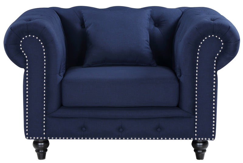 Chesterfield Navy Linen Chair image