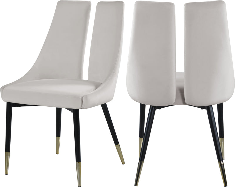 Sleek Cream Velvet Dining Chair image