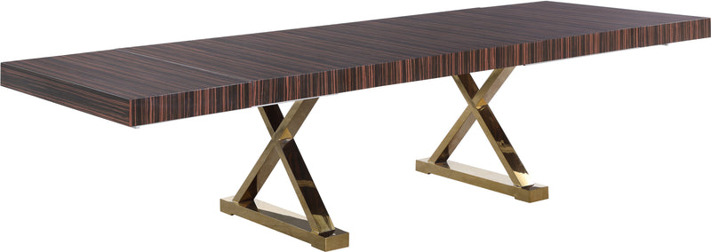 Excel Brown Zebra Wood Veneer Lacquer Extendable Dining Table (3 Boxes) image