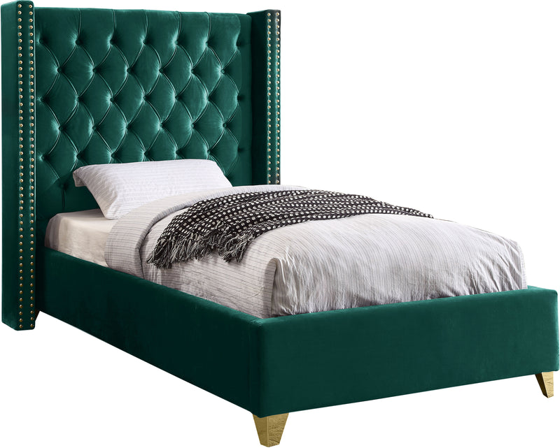 Barolo Green Velvet Twin Bed image
