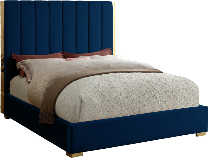 Becca Navy Velvet Full Bed image
