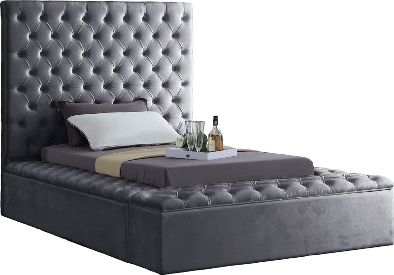 Bliss Grey Velvet Twin Bed (3 Boxes) image