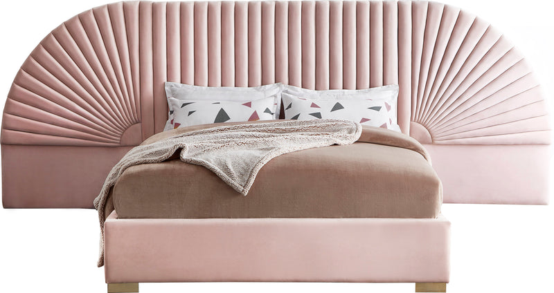 Cleo Pink Velvet Queen Bed (3 Boxes) image