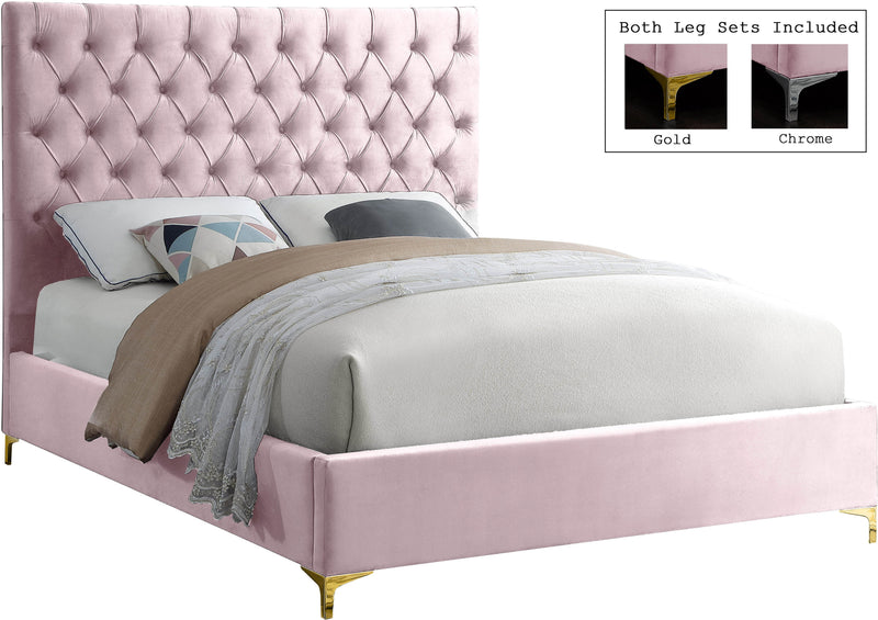 Cruz Pink Velvet King Bed image