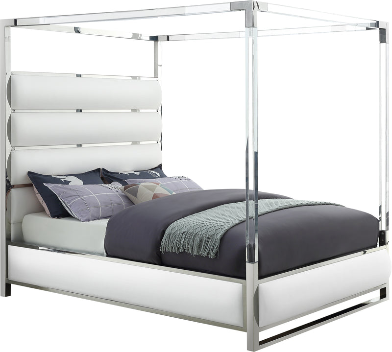 Encore White Faux Leather King Bed (4 Boxes) image