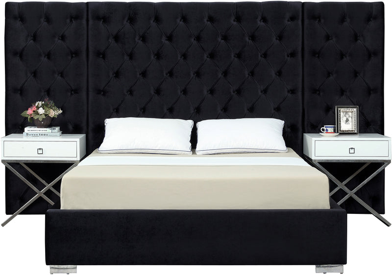 Grande Black Velvet Queen Bed (3 Boxes) image