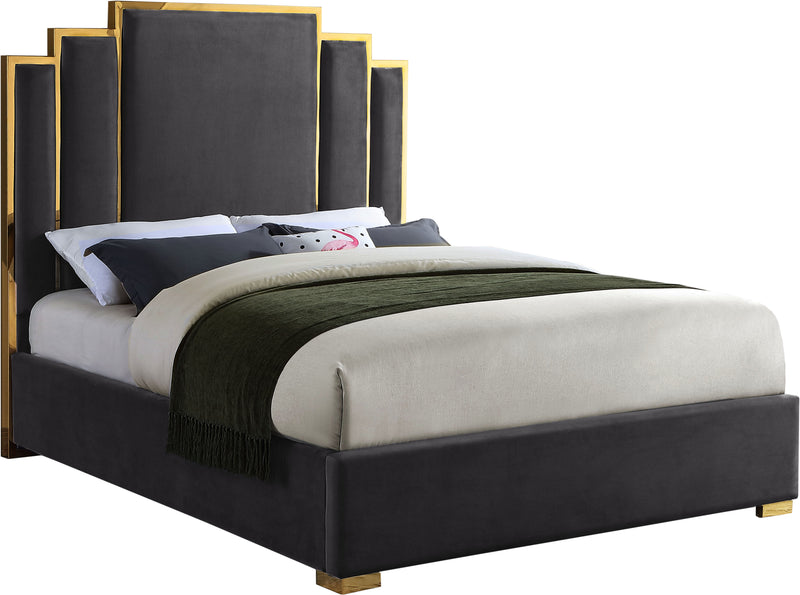 Hugo Grey Velvet King Bed image