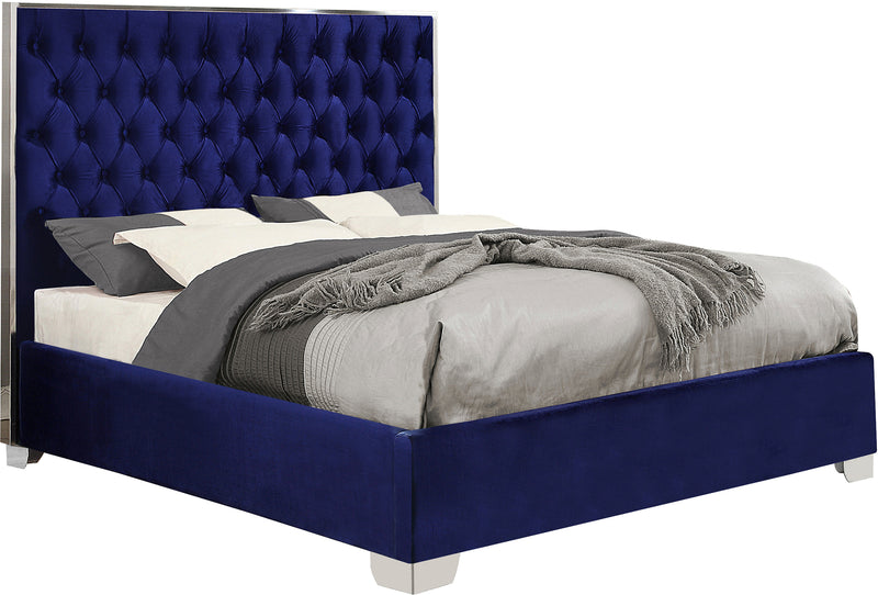 Lexi Navy Velvet Queen Bed image