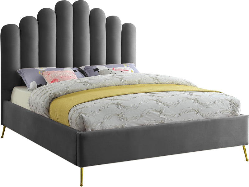 Lily Grey Velvet Full Bed image