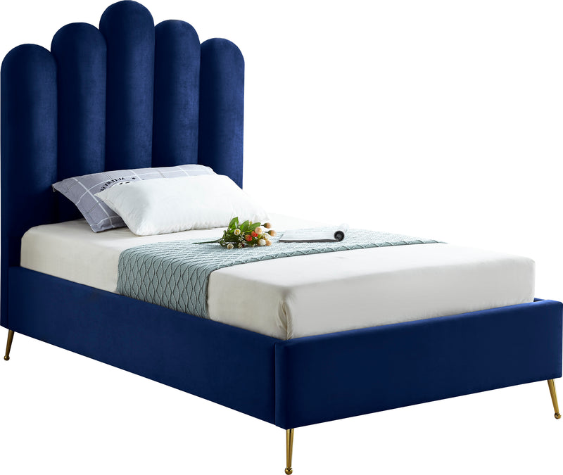 Lily Navy Velvet Twin Bed image