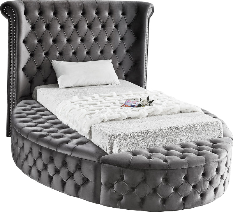 Luxus Grey Velvet Twin Bed (3 Boxes) image