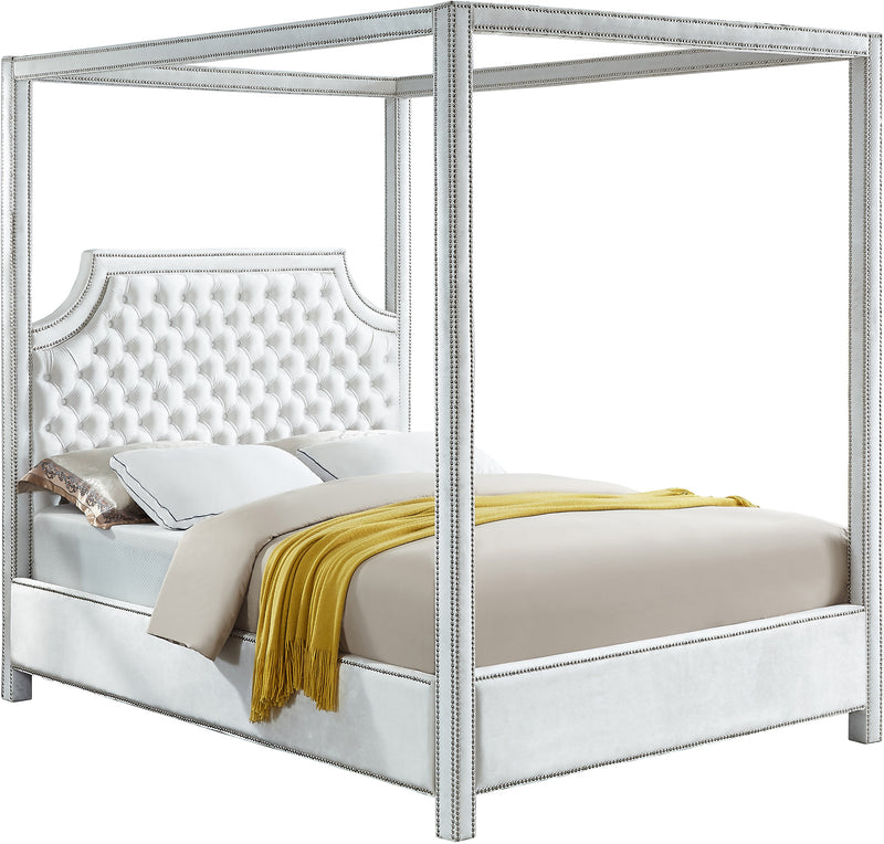 Rowan White Velvet King Bed (3 Boxes) image