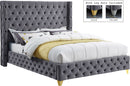 Savan Grey Velvet King Bed image