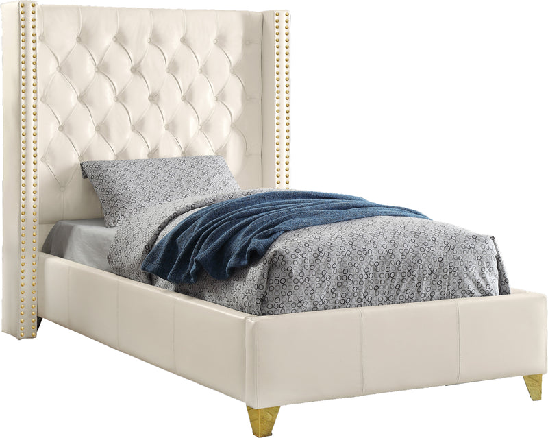Soho White Bonded Leather Twin Bed image