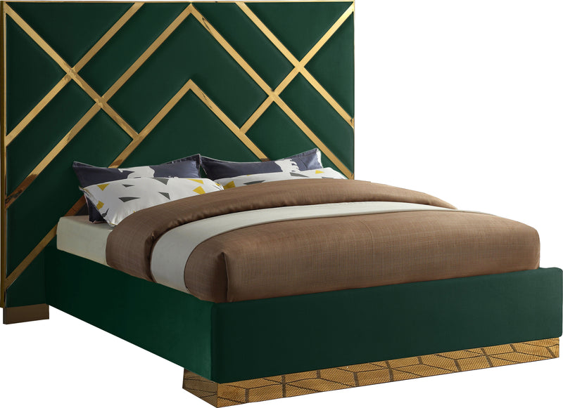 Vector Green Velvet Queen Bed image