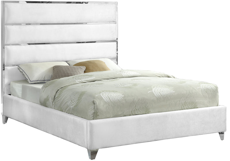 Zuma White Velvet Full Bed image